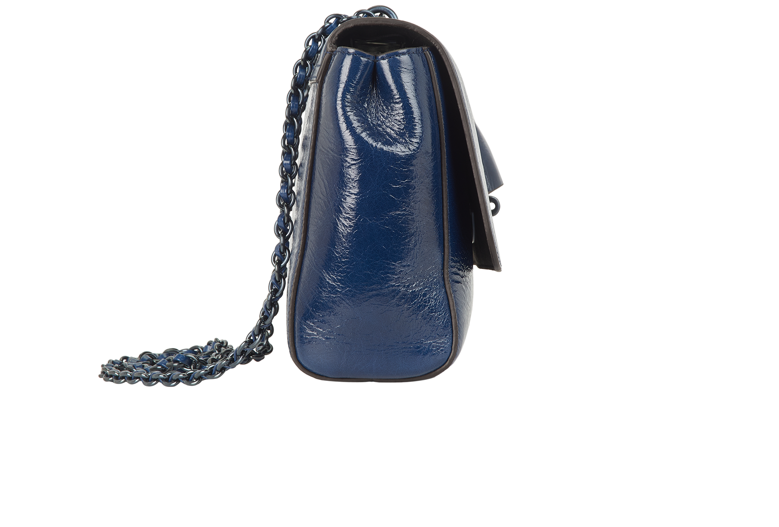 Medium Lily, &pound;450, Handbags, Blue, Patent Leather, Side view